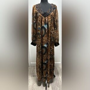 Wardhere Fashion Design Peacock Print Floor Length Dress - XX-Large - NWT